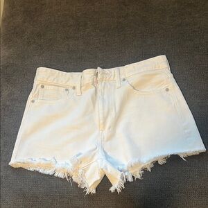 Madewell White Frayed Hem High-Rise Denim Cutoff Shorts
